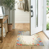 Vintage Poppy Floral Border Area Rug
