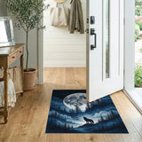 Howling Wolf Full Moon Forest Area Rug