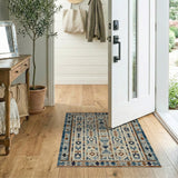 Heritage Tribal Blue Teal Geometric Area Rug