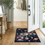 Cosmic Pink Moons Saturn Stars Area Rug