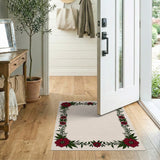 Red Red Floral Border Area Rug