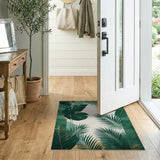Green Monstera Palm Leaf Distressed Area Rug