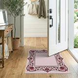 Pink Ornate Floral Border Rug