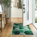 Emerald Crystal Hexagon Green Area Rug