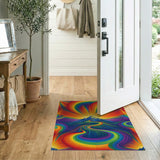 Vibrant Rainbow Mountain Swirl Area Rug