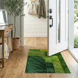 Green Geometric Patchwork Leaf Area Rug