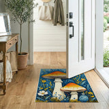 Whimsical Orange Mushroom Teal Forest Area Rug