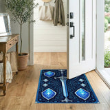 Blue Sword and Shields Geometric Area Rug