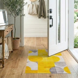 Mustard Yellow Grey Geometric Circle Rug