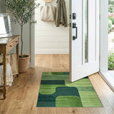 Green Geometric Overlap Area Rug