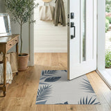 Navy Blue Palm Leaf Area Rug