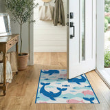Playful Whale and Fish Ocean Kids Rug