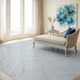 Grey Flowing Wave Abstract Area Rug