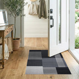 Geometric Modern Black White Geometric Patchwork Area Rug