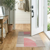 Modern Red and Grey Geometric Area Rug