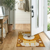 Cute Orange Lion Kids Rug with Stars Letter H