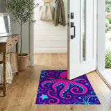 Cute Pink Octopus Kids Area Rug with Stars