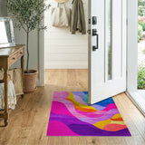 Multi-color and Patterns Vibrant Abstract Wave Multi-Color Area Rug