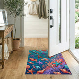 Vibrant Seashell Starfish Coastal Beach Rug