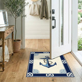 Nautical Blue Anchor Coastal Area Rug