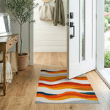 Multi-color and Patterns Wavy Multi-Color Geometric Area Rug