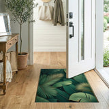 Lush Emerald Green Palm Monstera Leaf Rug