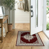 Red Ornate Maroon Medallion Persian Area Rug