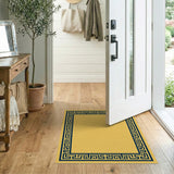 Navy Greek Key Border Gold Area Rug