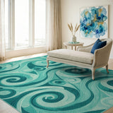 Teal Swirl Abstract No. 4 Area Rug