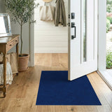 Deep Blue Wavy Geometric Area Rug
