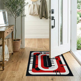 ODIKA Modern Abstract Washable Red & Black Geometric Area Rug - Non-Slip & Low Pile