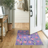 Floral Vintage Purple Pink Tulip Floral Area Rug