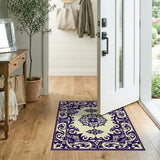 Traditional Persian Purple Ornate Floral Medallion Area Rug