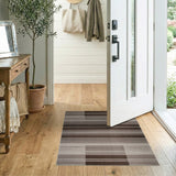 Modern Brown Tan Striped Geometric Rug