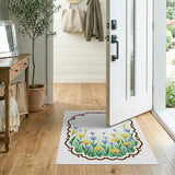 Ornate Yellow Purple Floral Frame Area Rug
