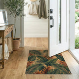 ODIKA Washable Tropical Palm Leaf Area Rug, Low Pile Non-Slip Boho Jungle Carpet, Pet & Kid Friendly