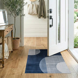 Navy Blue Overlapping Circles Area Rug