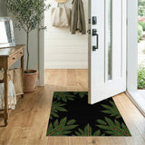 Vibrant Green Orange Leaf Mandala Area Rug