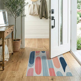 Abstract Geometric Oval Area Rug in Blues Coral