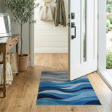 Modern Blue Wave Area Rug
