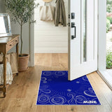 Playful Navy Blue Swirl 'MINE' Abstract Area Rug