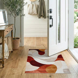 ODIKA Washable Mid-Century Modern Abstract Area Rug - Low Pile Non-Slip Carpet