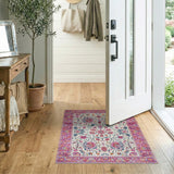 Vibrant Pink Floral Persian Traditional Persian Area Rug