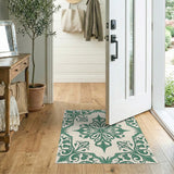 Traditional Persian Green Ornate Green Floral Medallion Area Rug