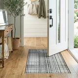 Distressed Black White Plaid No. 8 Area Rug