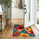 Multi-color and Patterns Vibrant Hibiscus Floral Area Rug