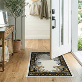 Golden Cheetahs in Ornate Tree Border Rug