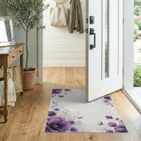 Lush Purple Peony Watercolor Area Rug