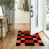 Geometric Modern Bold Red Black Geometric Patchwork Area Rug