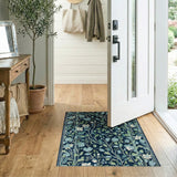 Blue Teal Floral Vintage Floral Vintage Area Rug